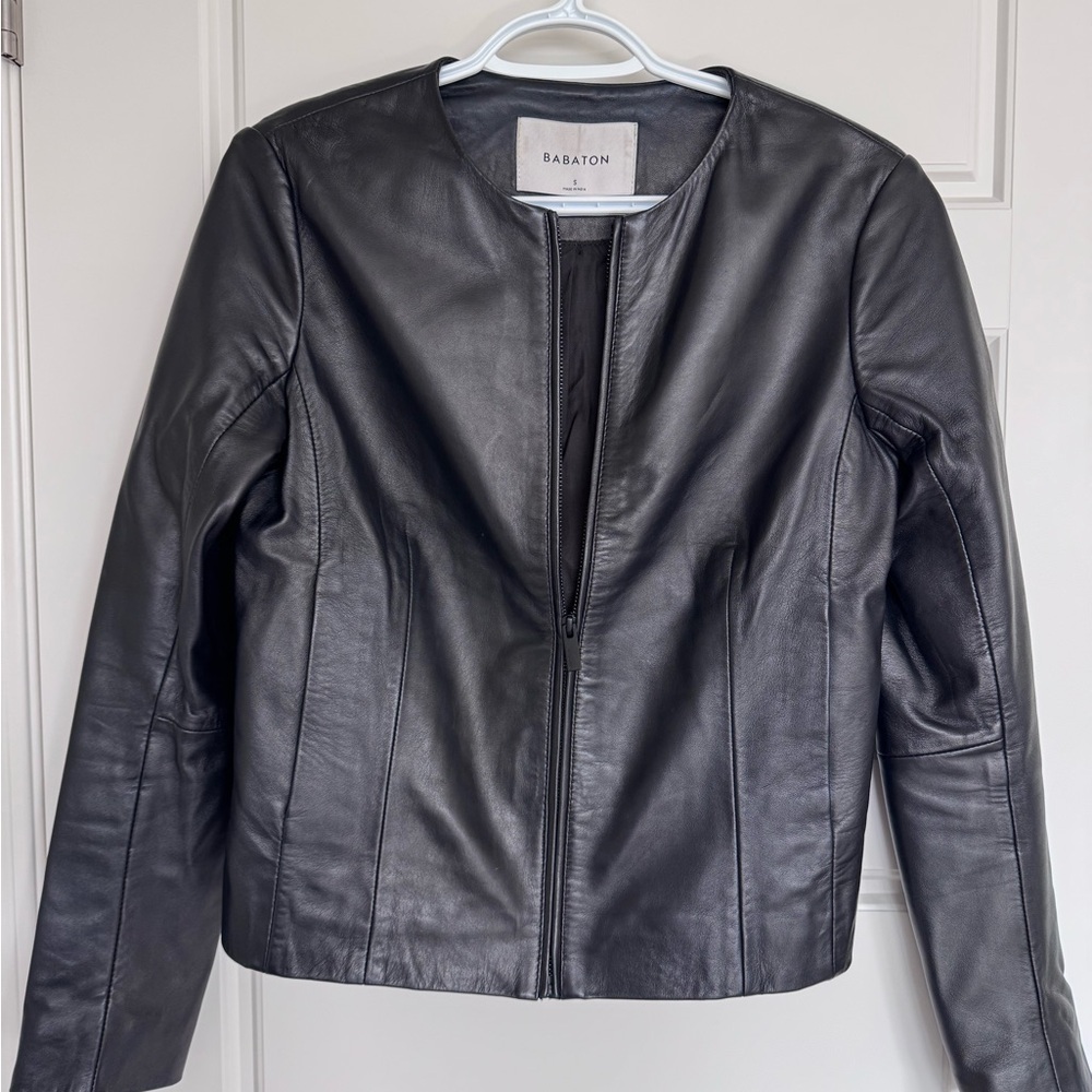 Black leather jacket from Aritzia
